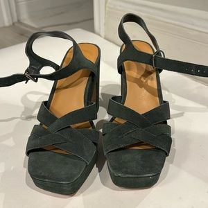 Splendid NWT Leather Upper Piper’s Suede Wedges Sandals in Gray.